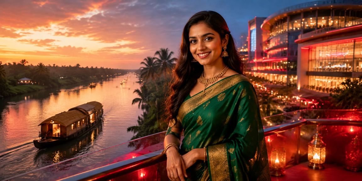 Scenic Kerala backwaters with betting players enjoying